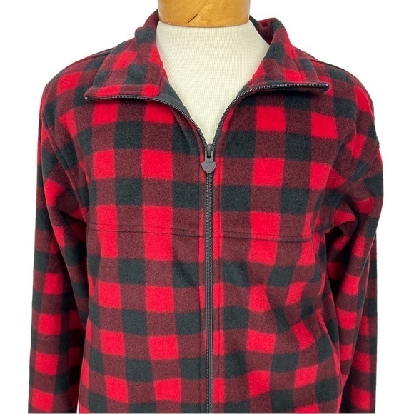 WOOD’N TRAIL Men’s Full Zip Buffalo Plaid Fleece Jacket Sz Small Zip Pockets - Picture 2 of 11